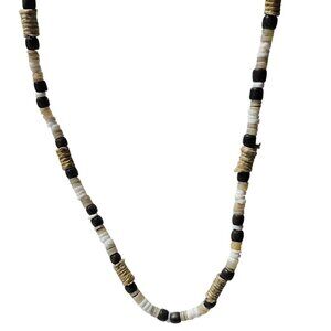 Vintage Boho Shell Wood Beaded Necklace Beach Core Surfer Mens Fashion Jewelry